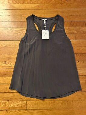 Joie Charcoal Racerback Silk-Blend Tank